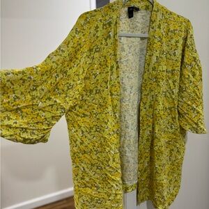 Volcom Yellow Floral Drape Cardigan